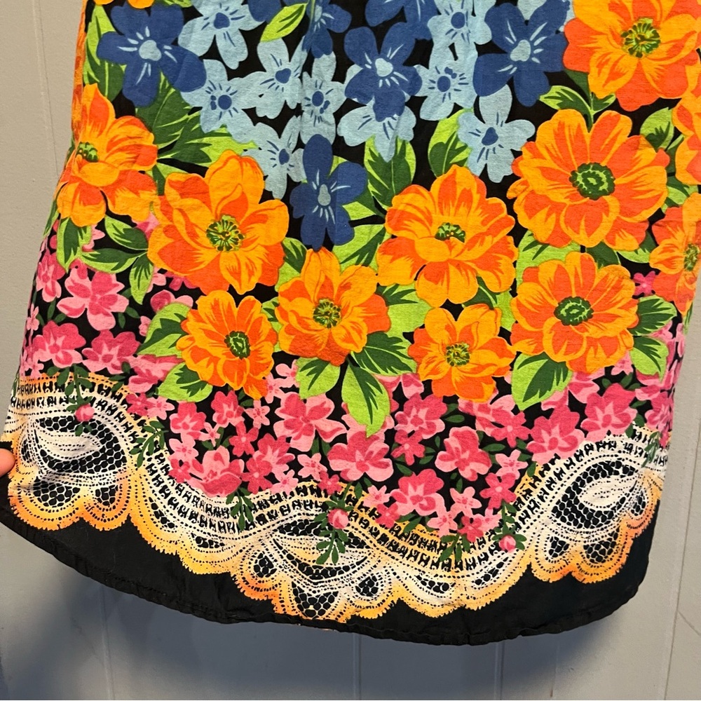Y2K Flying Tomato Colorful Floral Embroidered Boho Babydoll Sundress Medium - Picture 6 of 12